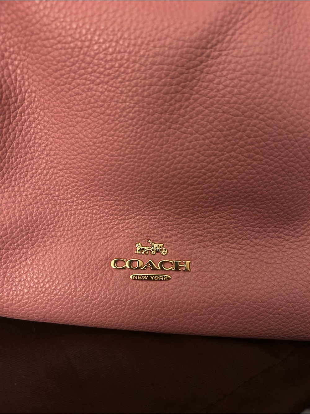Coach Pebbled Leather Shoulder Bag in Blush Pink with Gold Logo